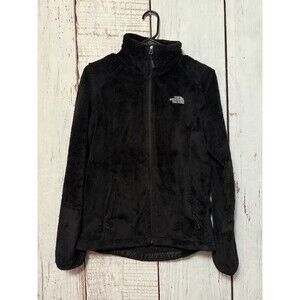 The North Face Osito Zip Up Fleece Jacket Logo Pockets Black Women's Size Small